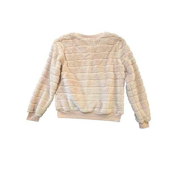 Almost Famous Faux Fur Crewneck Sweater – Blush Pink Plush Pullover Size M Poly - Picture 2 of 6